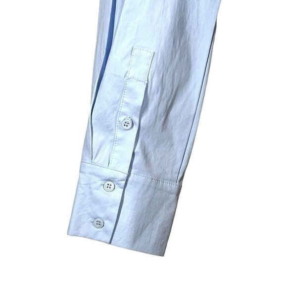 Emory Park‎ Crop Collared Button Front Shirt Size L Blue L/S Elastic Band NWT - Picture 14 of 16